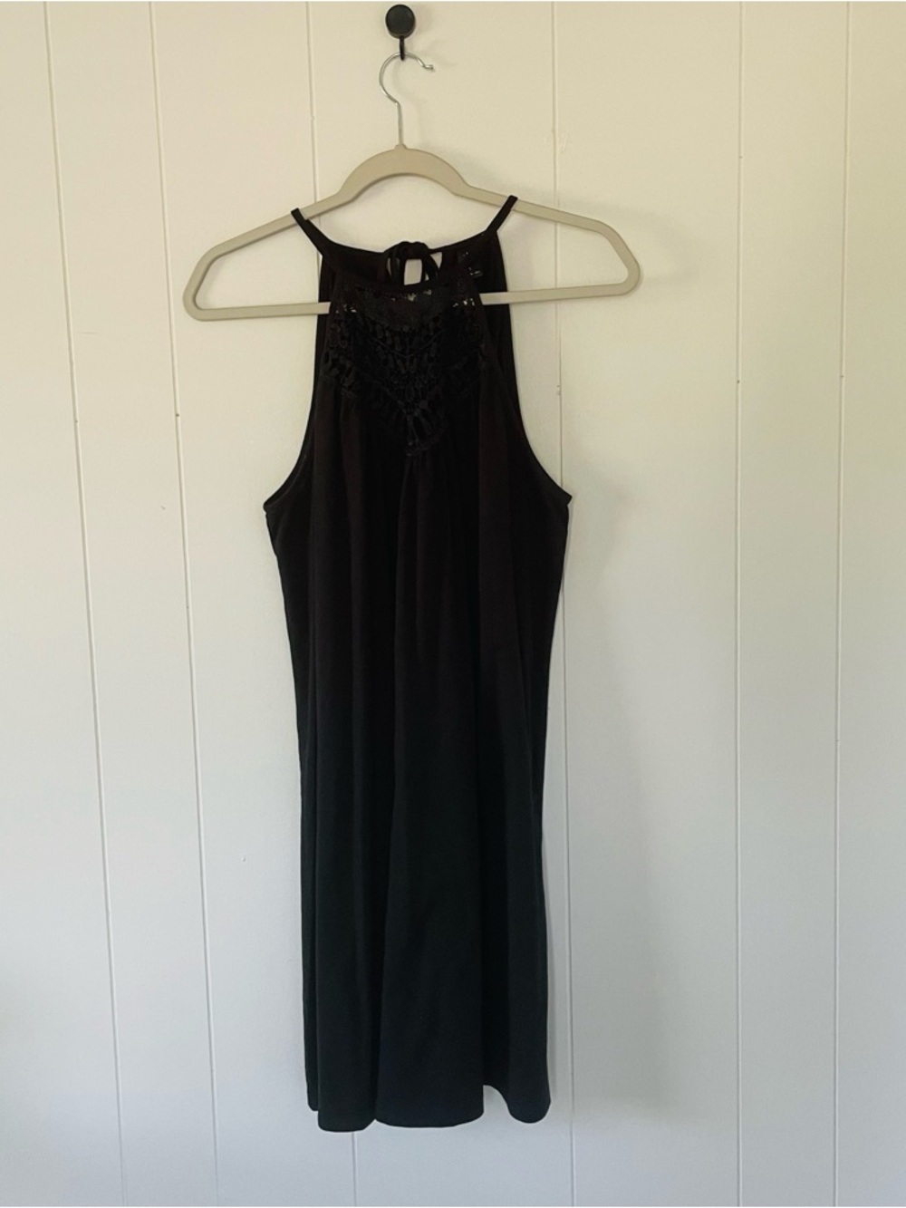 SHEIN Black Crochet Halter Midi Dress